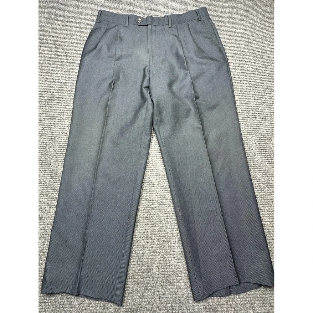 Ralph Ralph Lauren Pants Mens 38x26*‎ Navy Pleated Dress Slacks Polyester Rayon